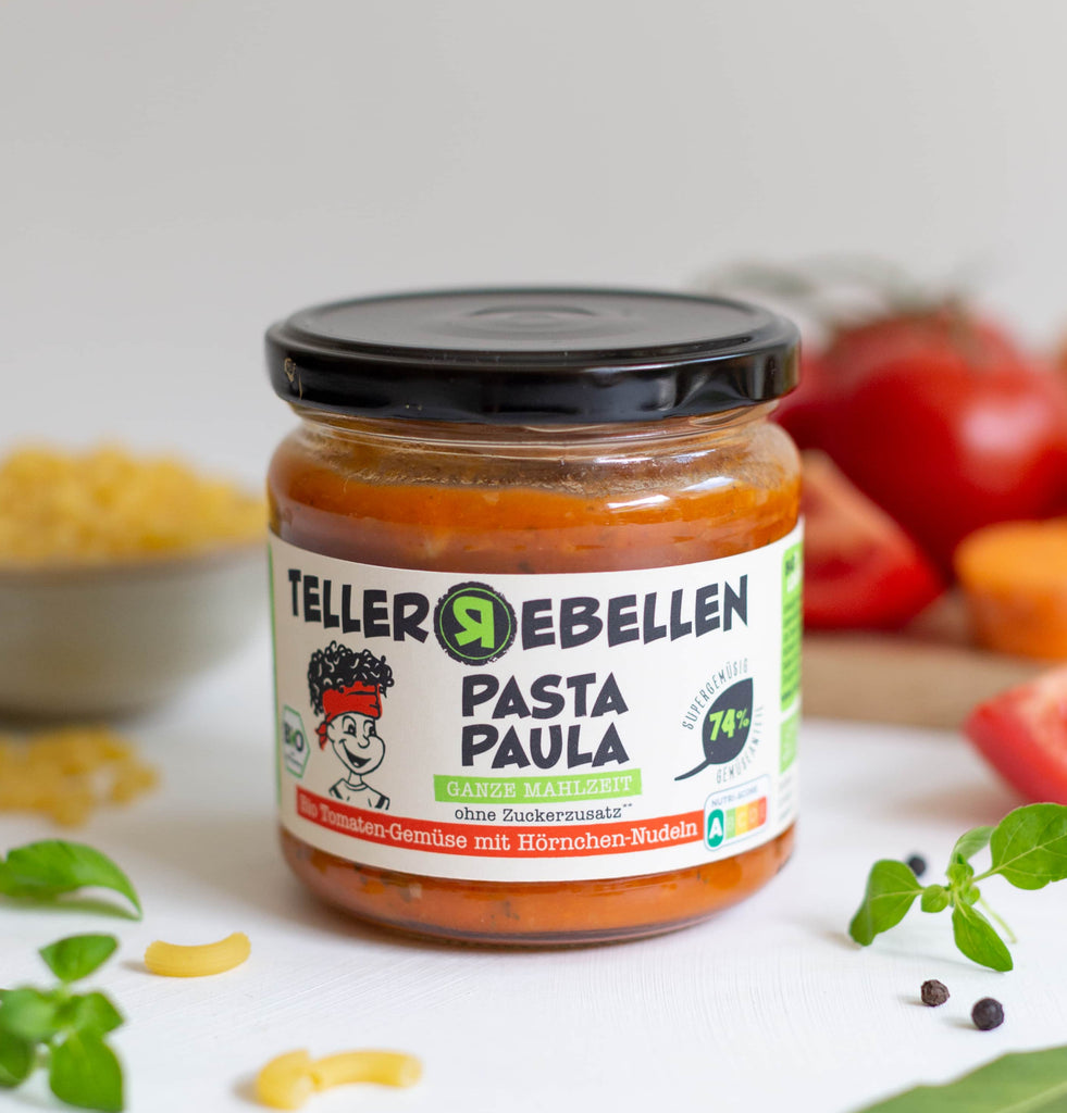 TellerRebellen - Pasta Paula - Bio Tomaten Gemüse mit Hörnchen Nudeln - Produktabbildung